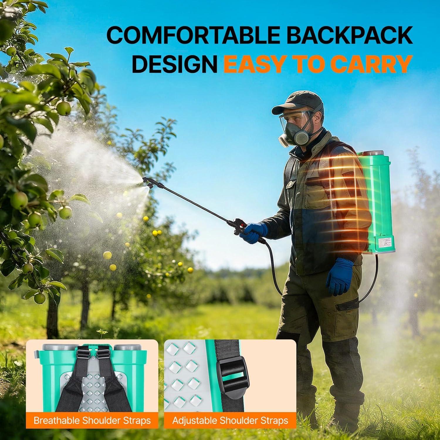 image:imageOGERY Battery Powered Backpack Sprayer 4 Gallon 26Ah 21V Battery Electric Sprayer with 6 Nozzles Telescopic Stainless Steel Plastic Wand for Lawn Garden Weed Yard Cleaning Charger IncludedGreen