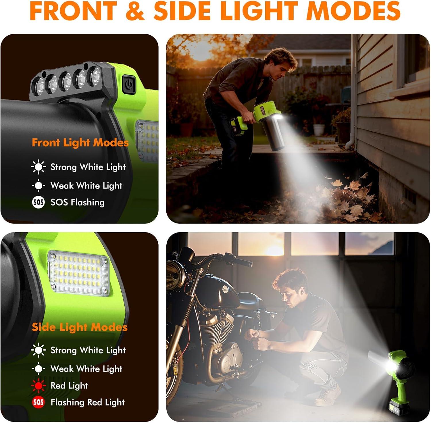 image:imageOGERY Brushless Leaf Blower Cordless with Lights Powerful Electric Leaf Blowers with 2 x 30Ah Batteries amp Fast Charging 700CFM 900G Wind Pressure Handheld Blower for Lawn Care Yard Garden GreenGreen