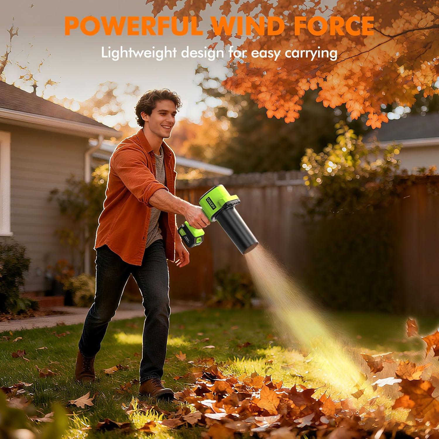 image:imageOGERY Brushless Leaf Blower Cordless with Lights Powerful Electric Leaf Blowers with 2 x 30Ah Batteries amp Fast Charging 700CFM 900G Wind Pressure Handheld Blower for Lawn Care Yard Garden GreenGreen