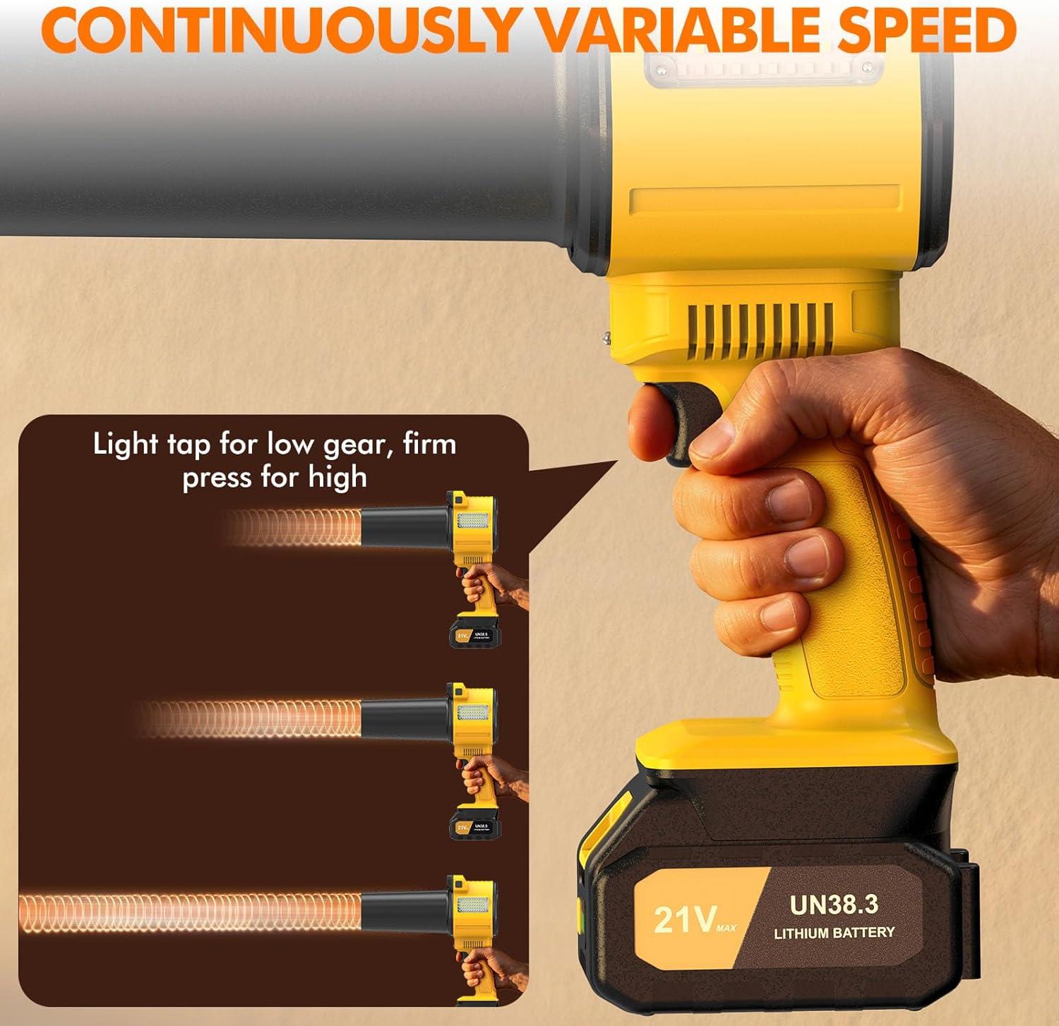 image:imageOGERY Brushless Leaf Blower Cordless with Lights Powerful Electric Leaf Blowers with 2 x 30Ah Batteries amp Fast Charging 700CFM 900G Wind Pressure Handheld Blower for Lawn Care Yard Garden GreenYellow