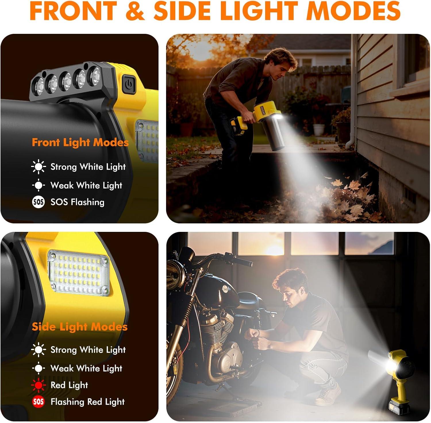 image:imageOGERY Brushless Leaf Blower Cordless with Lights Powerful Electric Leaf Blowers with 2 x 30Ah Batteries amp Fast Charging 700CFM 900G Wind Pressure Handheld Blower for Lawn Care Yard Garden GreenYellow