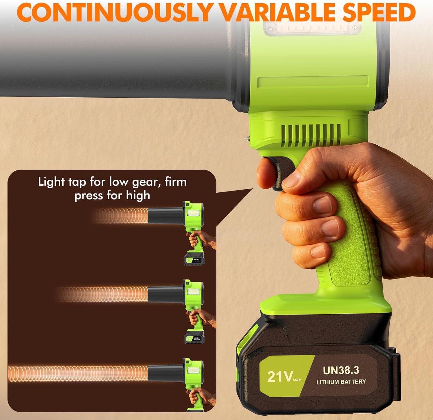 image:imageOGERY Brushless Leaf Blower Cordless with Lights Powerful Electric Leaf Blowers with 2 x 30Ah Batteries amp Fast Charging 700CFM 900G Wind Pressure Handheld Blower for Lawn Care Yard Garden GreenGreen