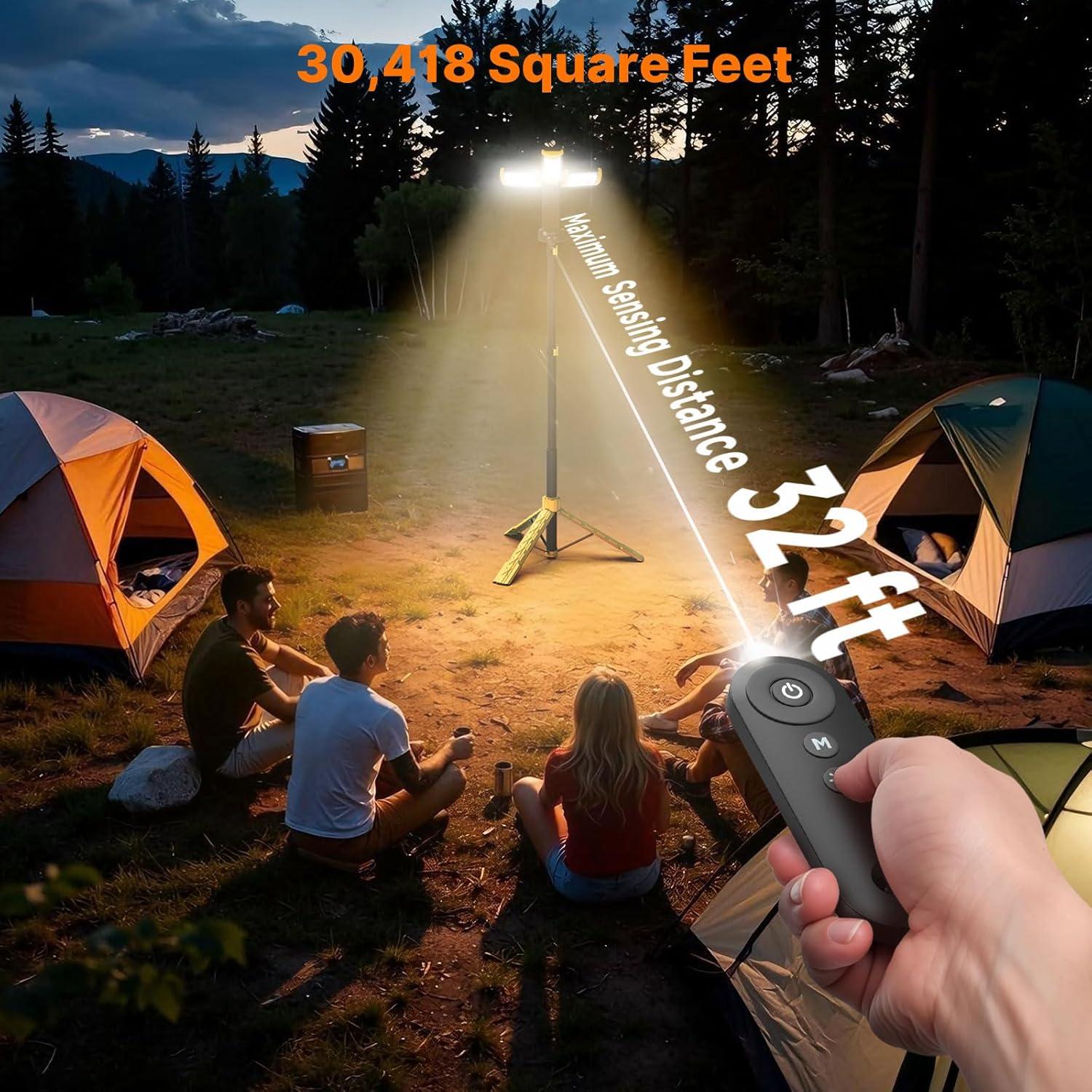 image:imageOGERY Camping Lights with Remote 18000mAh Rechargeable Camping Lantern amp LED Work Light Detachable Tripod Stand up to 60 ft 3 Lamp Heads for Camping Essentials amp Emergency YellowYellow