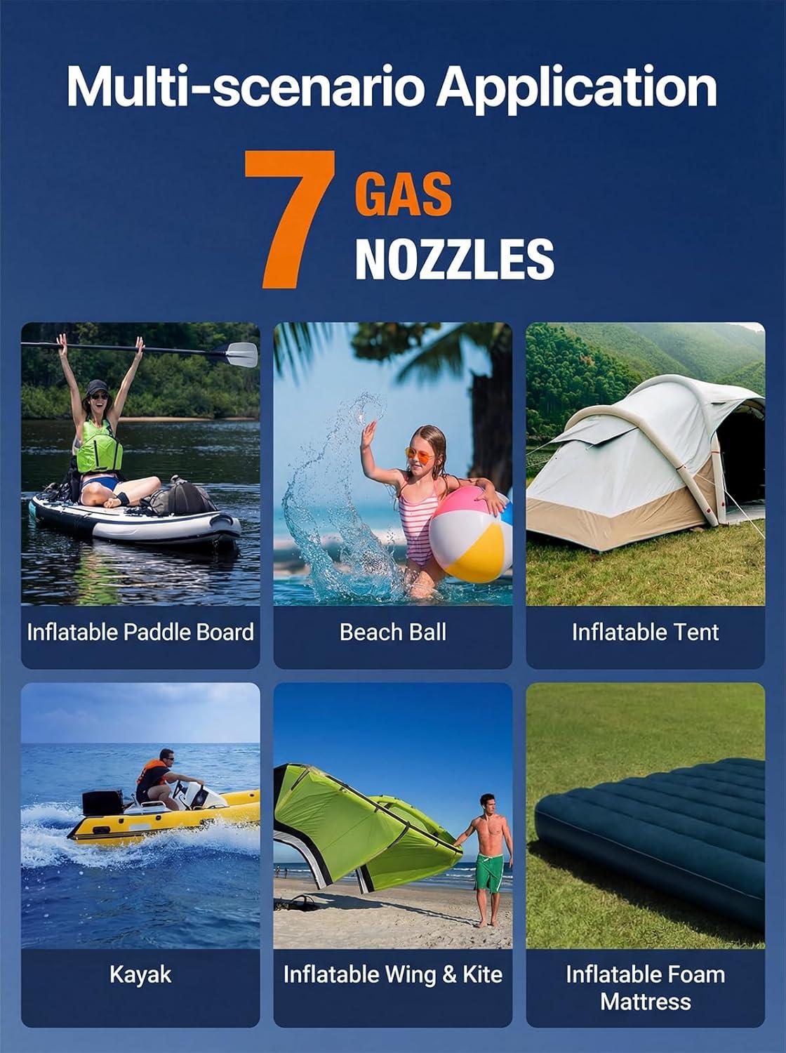 image:imageOGERY Paddle Board Electric Pump with Safe amp 35 Faster Dual Stage Inflation amp Deflation Up to 20PSI Smart AutoOff and Powerful Rechargeable Compact Air Pump for Sup Inflatable Beds Tent Boats