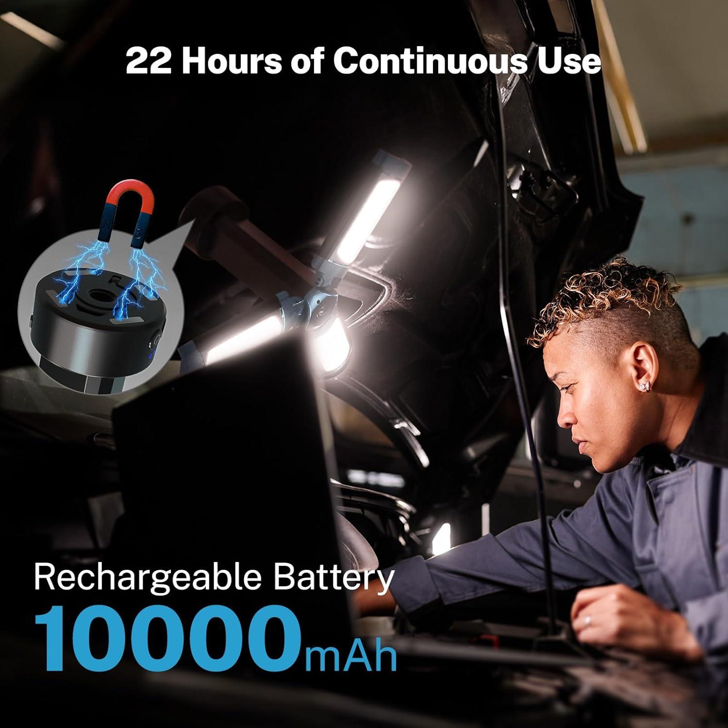 image:imageOGERY Rechargeable 10000mAh Camping Light with Stand 65 ft Max Height Cordless Work Light with 3 LED Lamp Heads 2200 Lumens Camping Essentials Gear Emergency Flashlight with Detachable TripodBlue