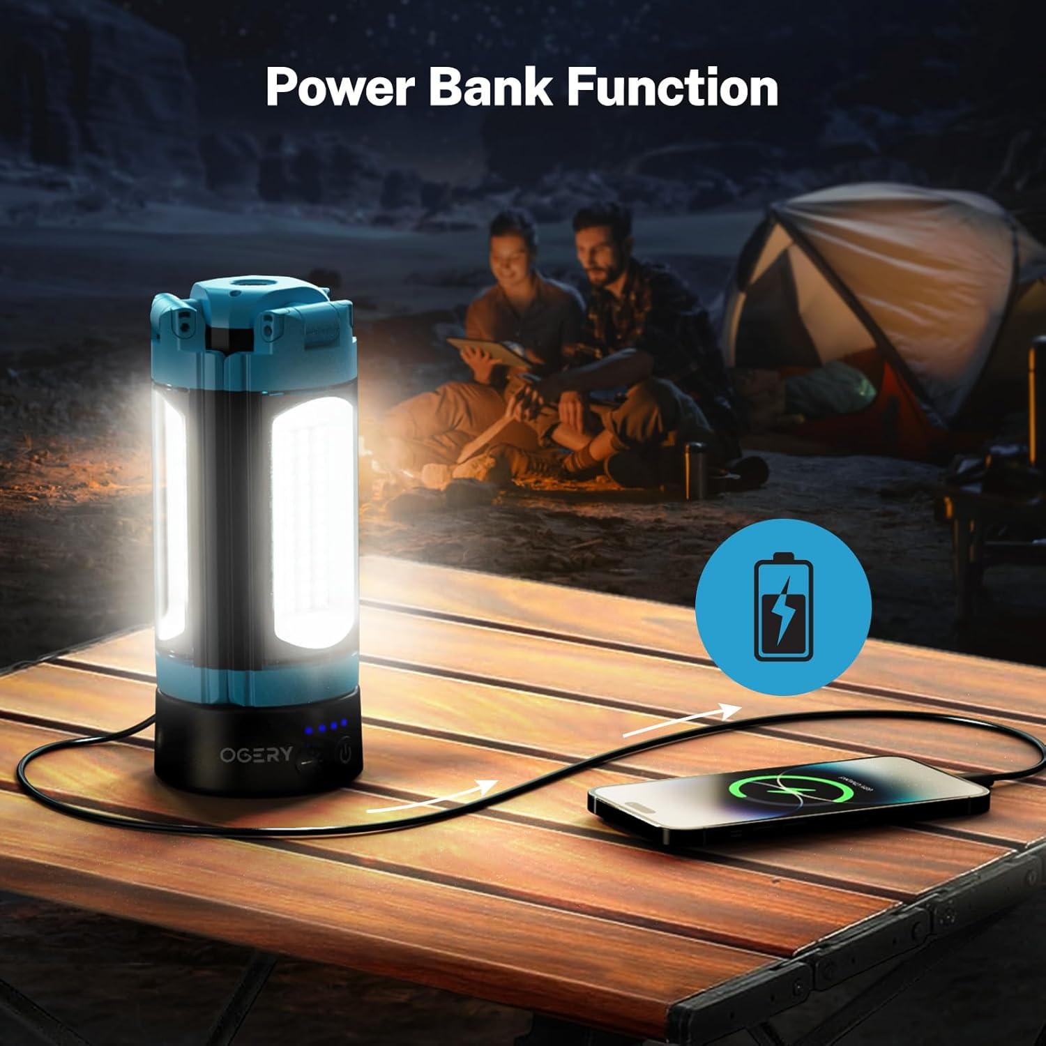 image:imageOGERY Rechargeable 10000mAh Camping Light with Stand 65 ft Max Height Cordless Work Light with 3 LED Lamp Heads 2200 Lumens Camping Essentials Gear Emergency Flashlight with Detachable TripodBlue