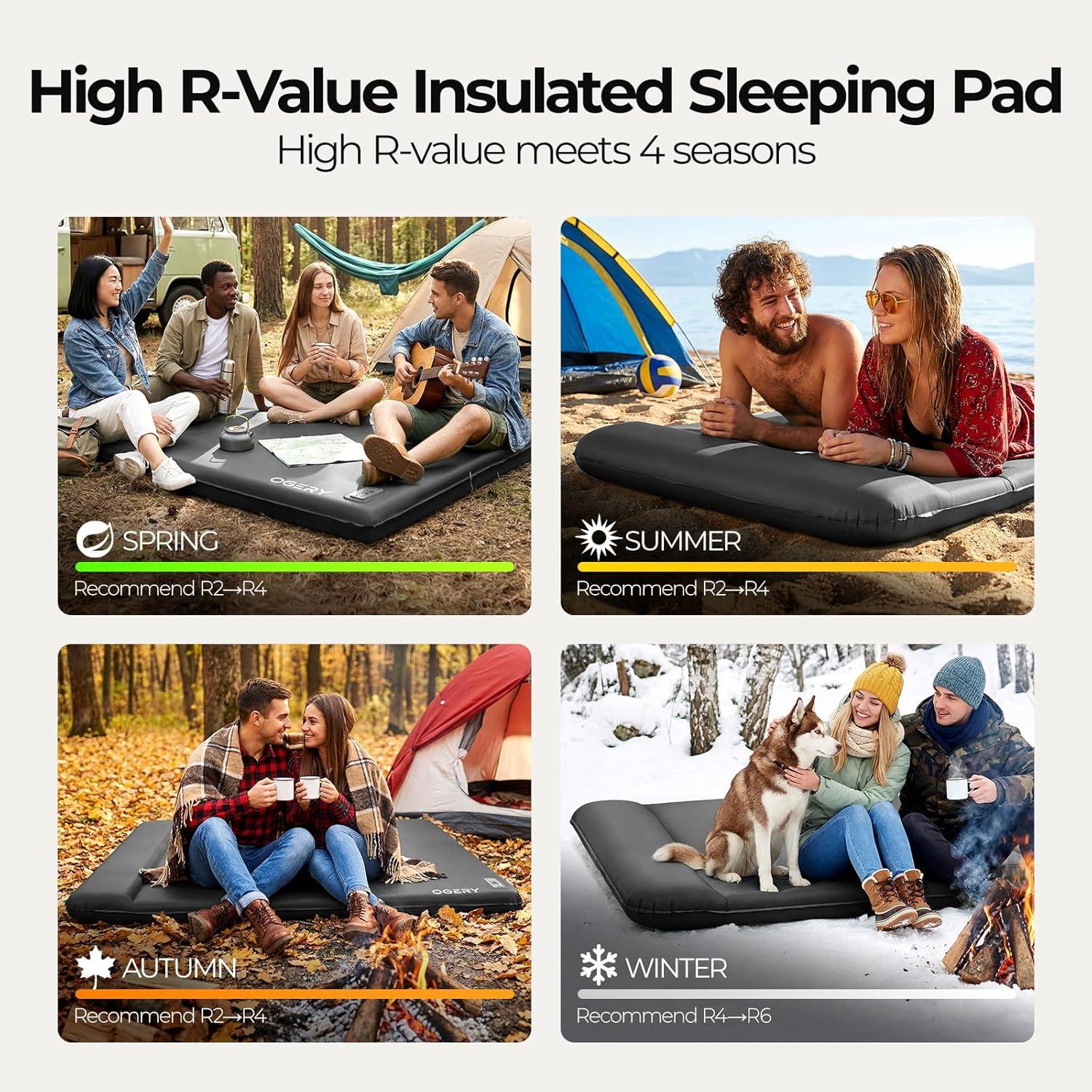 image:imageOGERY Self Inflating Sleeping Pad with Electric Pump 315 UltraThick Memory Foam Camping Pad 4 Season Camping Mattress Pad with Builtin Pillow Camping Essentials Gear for Tent Travel CarGrey