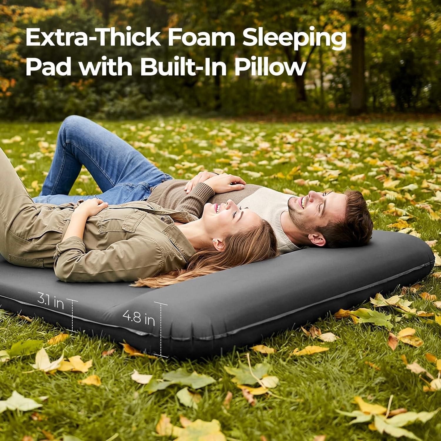 image:imageOGERY Self Inflating Sleeping Pad with Electric Pump 315 UltraThick Memory Foam Camping Pad 4 Season Camping Mattress Pad with Builtin Pillow Camping Essentials Gear for Tent Travel CarGrey