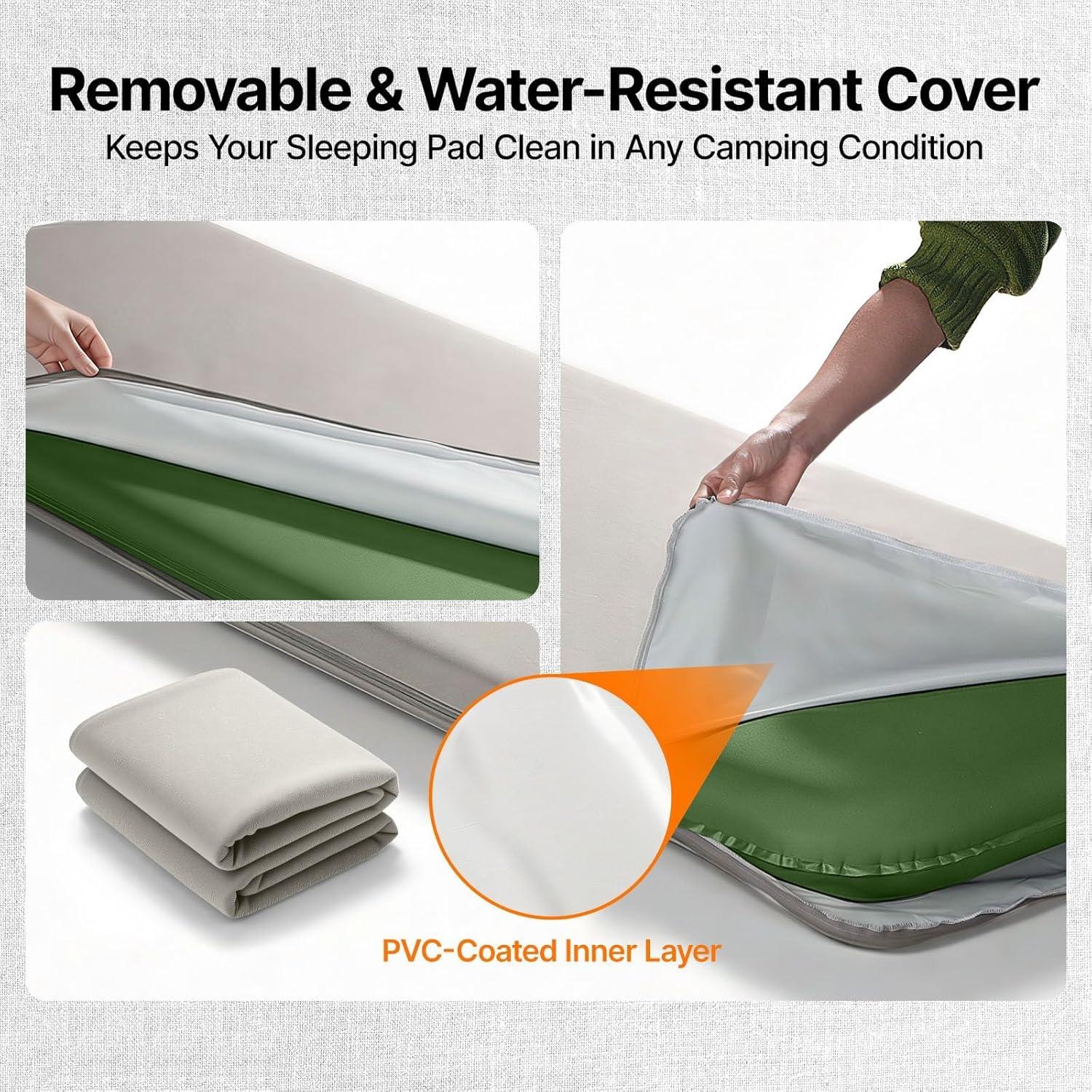 image:imageOGERY SelfInflating Sleeping Pad with Builtin Foot Pump 3 Memory Camping Mattress Pad Quiet amp 95 RValue Insulated Sleeping Mat Camping Essential Gear for Car Tent CampingGreenGrey