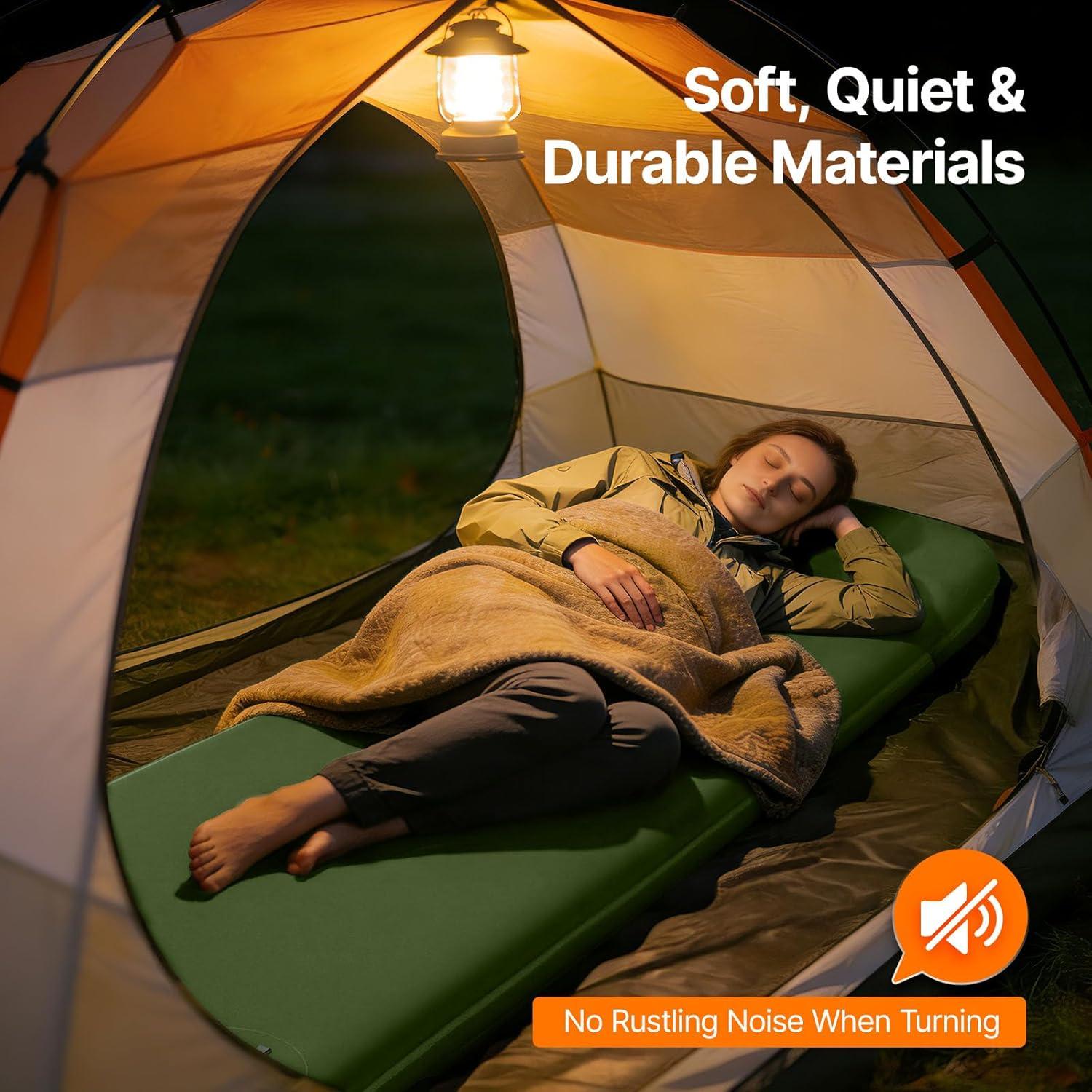 image:imageOGERY SelfInflating Sleeping Pad with Builtin Foot Pump 3 Memory Camping Mattress Pad Quiet amp 95 RValue Insulated Sleeping Mat Camping Essential Gear for Car Tent CampingGreen