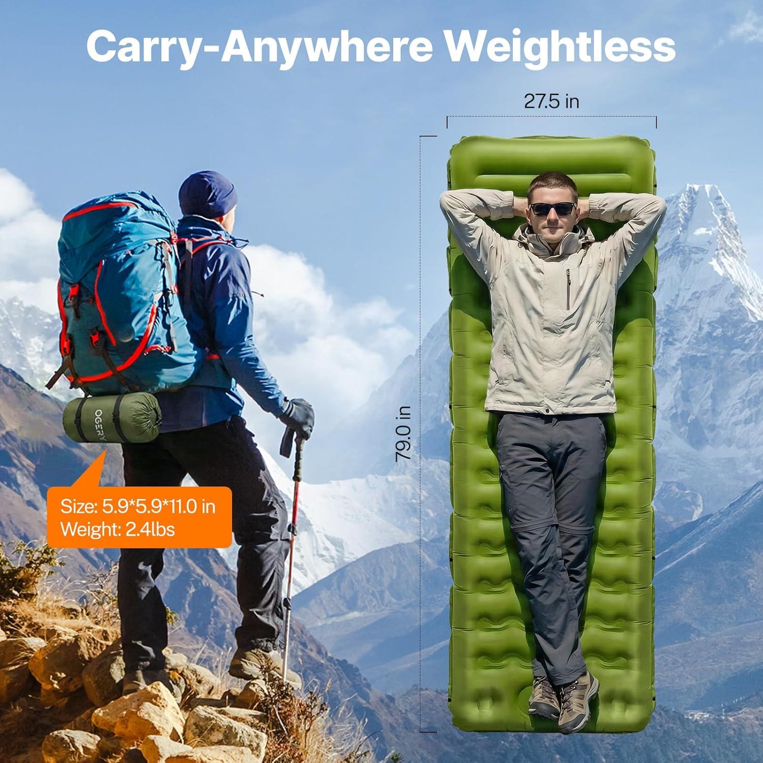 image:imageOGERY Ultralight Inflating Sleeping Pad amp Camping Lights with Remote