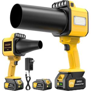 image:imageOGERY Brushless Cordless Leaf Blower  900G Blowing Pressure Turbo Jet Blower with 2x3000mAh Batteries amp 480W Motor Handheld Leaf Blowers for Lawn Care Car amp Workshop Dust LED Work LightYellow