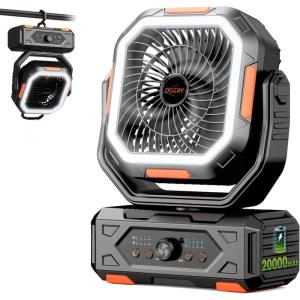 image:imageOGERY Camping Fan Portable Fan Rechargeable with 20000mAh Battery Stepless Speed Control Fast Charging Remote amp LED Lantern for Tent Travel Car Camping Camping EssentialsBlackOrange