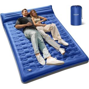 image:imageOGERY Double Sleeping Pad for Camping 6 ExtraThick Reinforced Camping Sleeping Pad with Pillows amp Builtin Foot Pump Ultralight Inflating Camping Mattress for Backpacking Tent Hiking TravelBlue