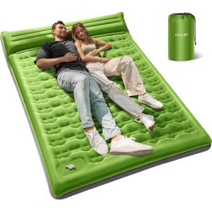image:imageOGERY Double Sleeping Pad for Camping 6 ExtraThick Reinforced Camping Sleeping Pad with Pillows amp Builtin Foot Pump Ultralight Inflating Camping Mattress for Backpacking Tent Hiking TravelGreen
