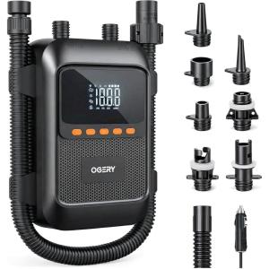 image:imageOGERY Paddle Board Electric Pump with Safe amp 30 Faster Dual Stage Inflation amp Deflation Up to 20PSI Smart AutoOff and Powerful Rechargeable Compact Air Pump for Sup Inflatable Beds Tent BoatsBlack