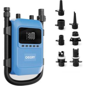 image:imageOGERY Paddle Board Electric Pump with Safe amp 35 Faster Dual Stage Inflation amp Deflation Up to 20PSI Smart AutoOff and Powerful Rechargeable Compact Air Pump for Sup Inflatable Beds Tent Boats