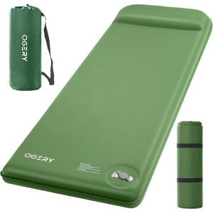image:imageOGERY SelfInflating Sleeping Pad with Builtin Foot Pump 3 Memory Camping Mattress Pad Quiet amp 95 RValue Insulated Sleeping Mat Camping Essential Gear for Car Tent CampingGreen