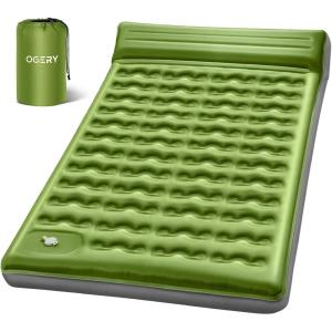 image:imageOGERY Sleeping Pad Ultralight Inflating Sleeping Pad for Camping with Pillow Builtin Foot Pump 6 ExtraThick Reinforced Camping Pad for Hiking Backpacking Tent SingleBlueGreenGrey